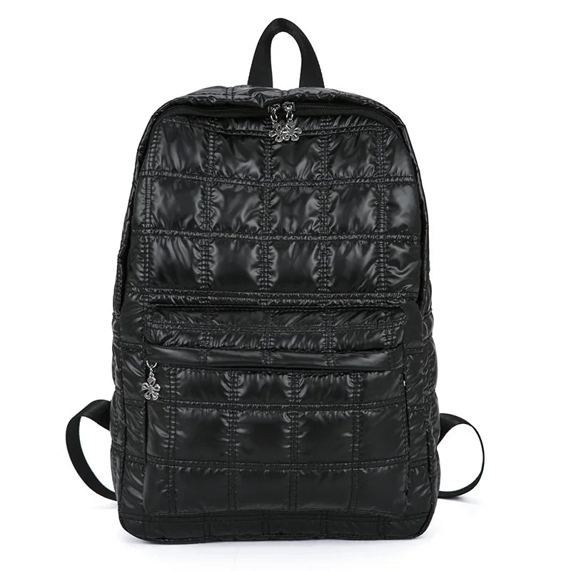 Winter Women Backpack Space Pad Cotton Feather Down Bag Travel Backpacks