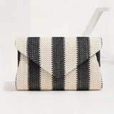 Woven Straw Clutch for Phone Wallet Purse Handbags Striped Shoulder Bag