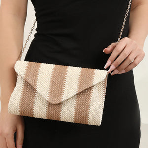 Woven Straw Clutch for Phone Wallet Purse Handbags Striped Shoulder Bag