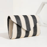 Woven Straw Clutch for Phone Wallet Purse Handbags Striped Shoulder Bag