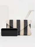 Woven Straw Clutch for Phone Wallet Purse Handbags Striped Shoulder Bag