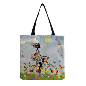 Eco Reusable Shopping Bags For Women Large Tote Bags With Pattern