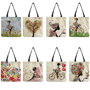 Eco Reusable Shopping Bags For Women Large Tote Bags With Pattern