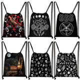 Witch 666 Hail Satan Backpack Cat Witchcraf Baphomet Women Storage