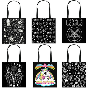 Witch 666 Shoulder Bag Hail Satan Women Handbag Baphomet Witchcraft Cat Totes Ba
