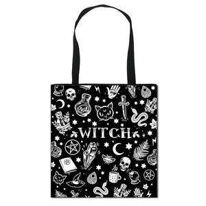 Witch 666 Shoulder Bag Hail Satan Women Handbag Baphomet Witchcraft Cat Totes Ba