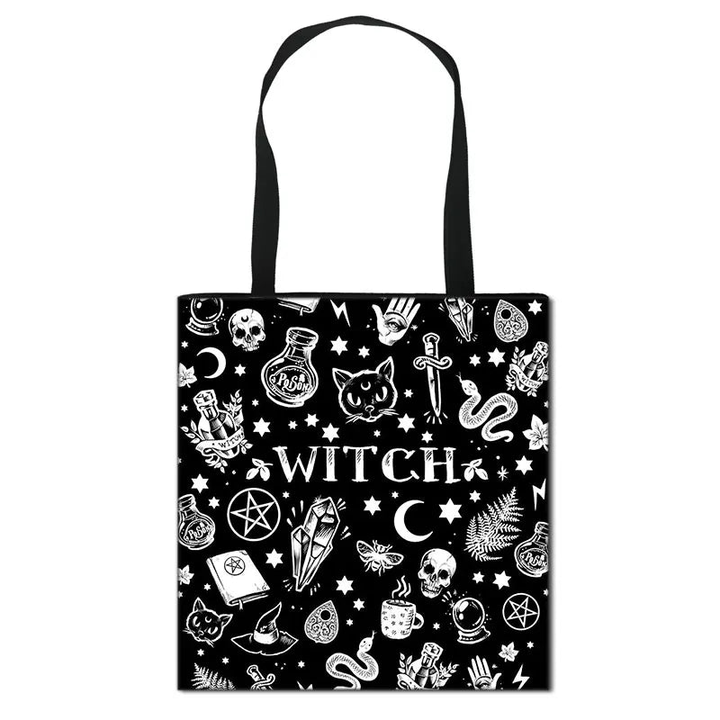 Witch 666 Shoulder Bag Hail Satan Women Handbag Baphomet Witchcraft Cat Totes Ba