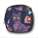 Witch & Cat Print Sanitary Napkin Bag