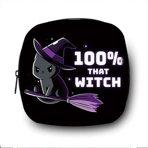 Witch & Cat Print Sanitary Napkin Bag