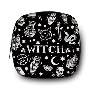 Witch & Cat Print Sanitary Napkin Bag