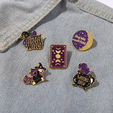 Witch Enamel Pin Tarot Cards Moon Phase Witches Hat Brooch Punk Metal Bag