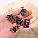 Witch Enamel Pin Tarot Cards Moon Phase Witches Hat Brooch Punk Metal Bag