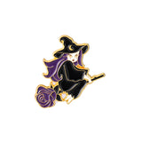 Witch Enamel Pin Tarot Cards Moon Phase Witches Hat Brooch Punk Metal Bag