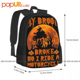 Witch Ride Motorcycle Backpack Large Capacity Shoe Bag Travel Eco Friendly