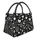 Thermal Lunch Bag Halloween Cat Skull Insulated Reusable Food Container