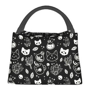 Thermal Lunch Bag Halloween Cat Skull Insulated Reusable Food Container
