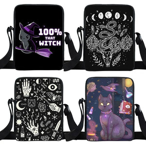 Witchcraft Witch / Cat Messenger Bag Leisure Shoulder Bags Women Handbag