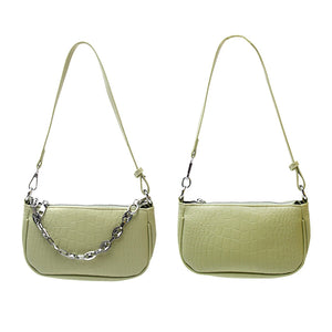 Crocodile Pattern PU Leather Handbag with Chain Strap