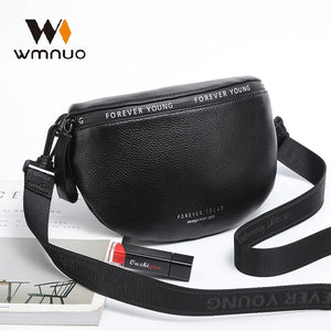 Wmnuo Leather Waist Bags Women Letter Half Moon Chest Bag