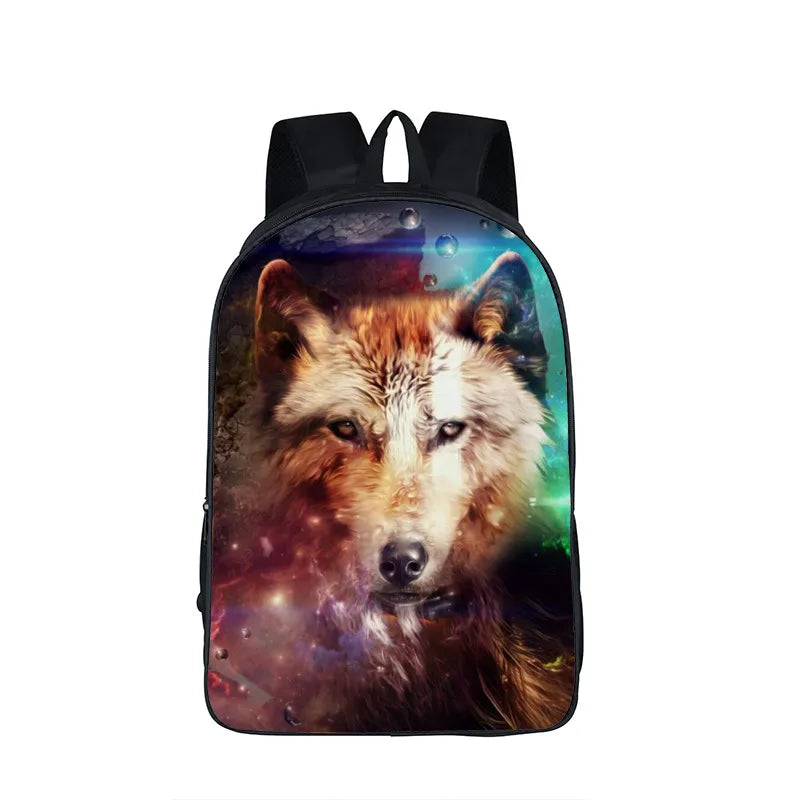 Wolf/Husky Print Backpack Student Book Bag