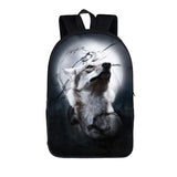 Wolf/Husky Print Backpack Student Book Bag