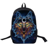 Wolf Husky Printing Backpack Men Women Street Rock Backpack Pug Backpacks