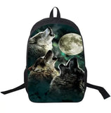 Wolf Husky Printing Backpack Men Women Street Rock Backpack Pug Backpacks