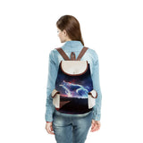 Wolf Print Backpack Women Drawstring High Capacity School Bag