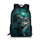 Wolf Print Backpack Pencil & Lunch Bag Set for Kids