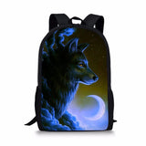 Wolf Print Backpack Pencil & Lunch Bag Set for Kids