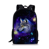 Wolf Print Backpack Kids School Bag Outdoor Travel Knapsack