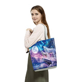Wolf Printed Casual Handbags High Capacity Storage Bag Women Shopping Bag