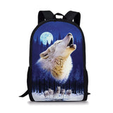 Wolf Printing Pattern School Backpacks & Pencil Bag & Lunch Bag