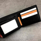 Wolf Leather Mens Bi-Fold Wallet w/ Biker Chain