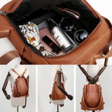 Anti-theft Backpack Bag Casual Dual-use Leather Large Capacity Backpack
