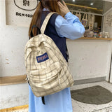 Plaid Rucksack Lightweight Book BagPack Schoolbag Teen Girls Boys