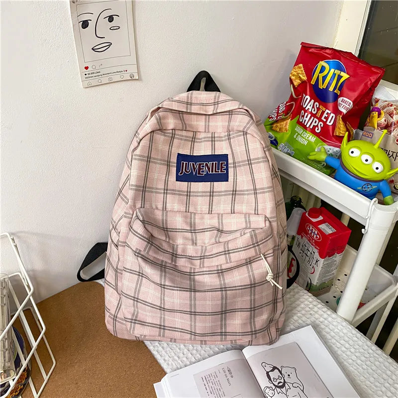 Plaid Rucksack Lightweight Book BagPack Schoolbag Teen Girls Boys