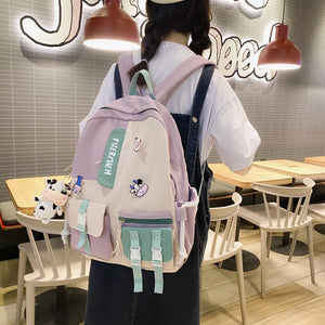 Canvas Lightweight Candy Colors Waterproof Harajuku Backpack