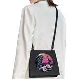 Japanese Wave Pattern Diagonal Shoulder Bag for Women