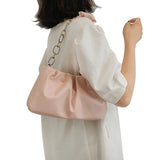 Vintage Leather Shoulder Bag with Chain Handle