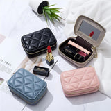 Leather Cosmetic Hand Bag for Women Travel Makeup Storage Clutch