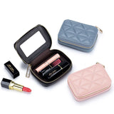 Leather Cosmetic Hand Bag for Women Travel Makeup Storage Clutch