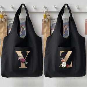 Casual Initial Name Pattern Printing Tote Bag Handbag