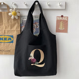 Casual Initial Name Pattern Printing Tote Bag Handbag
