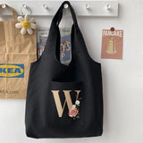 Casual Initial Name Pattern Printing Tote Bag Handbag
