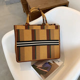 Canvas Shoulder Bag Big Tote Handbag For Woman Matching Weave Handbag