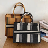 Canvas Shoulder Bag Big Tote Handbag For Woman Matching Weave Handbag
