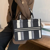 Canvas Shoulder Bag Big Tote Handbag For Woman Matching Weave Handbag