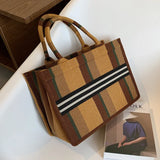 Canvas Shoulder Bag Big Tote Handbag For Woman Matching Weave Handbag