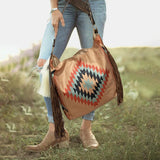 Hand-made Canvas Linen Women Beach Shoulder Bag Bohemian Style Shopper Bag
